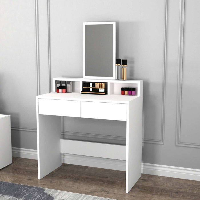 Hanah Home Luna Mesa de Maquillaje Blanca con Espejo